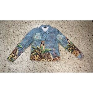 Impulse‎ California Women's Full Button Cheetah Print Jacket Size Medium